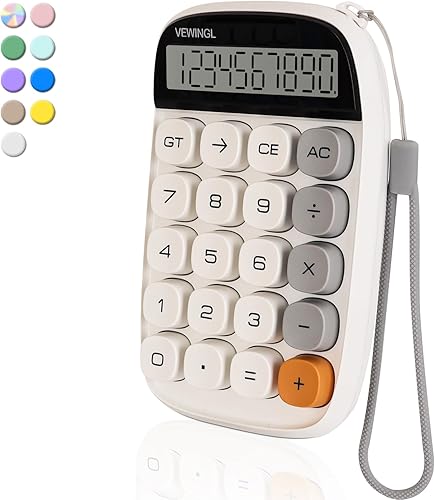 Calculadora de interruptor mecánico, calculadora morada, bonita pantalla LCD grande de 10 dígitos y botones, calculadora con pantalla LCD grande,
