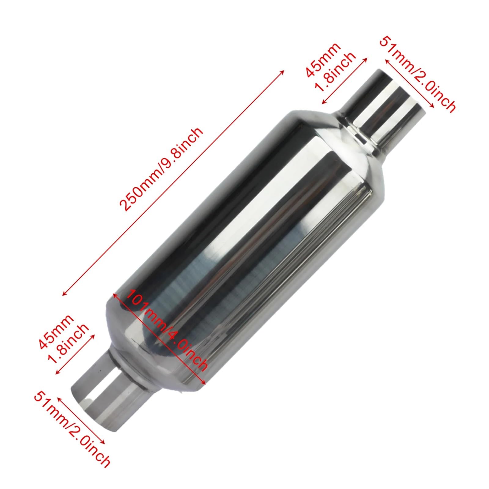 Uitlaat eindpijp Układ wydechowy samochodu tłumik rura srebrny 51MM 57MM 63MM 76MM stal nierdzewna do akcesoriów sportowych wyścigowych uitlaat flexibele buis(51x101x51)