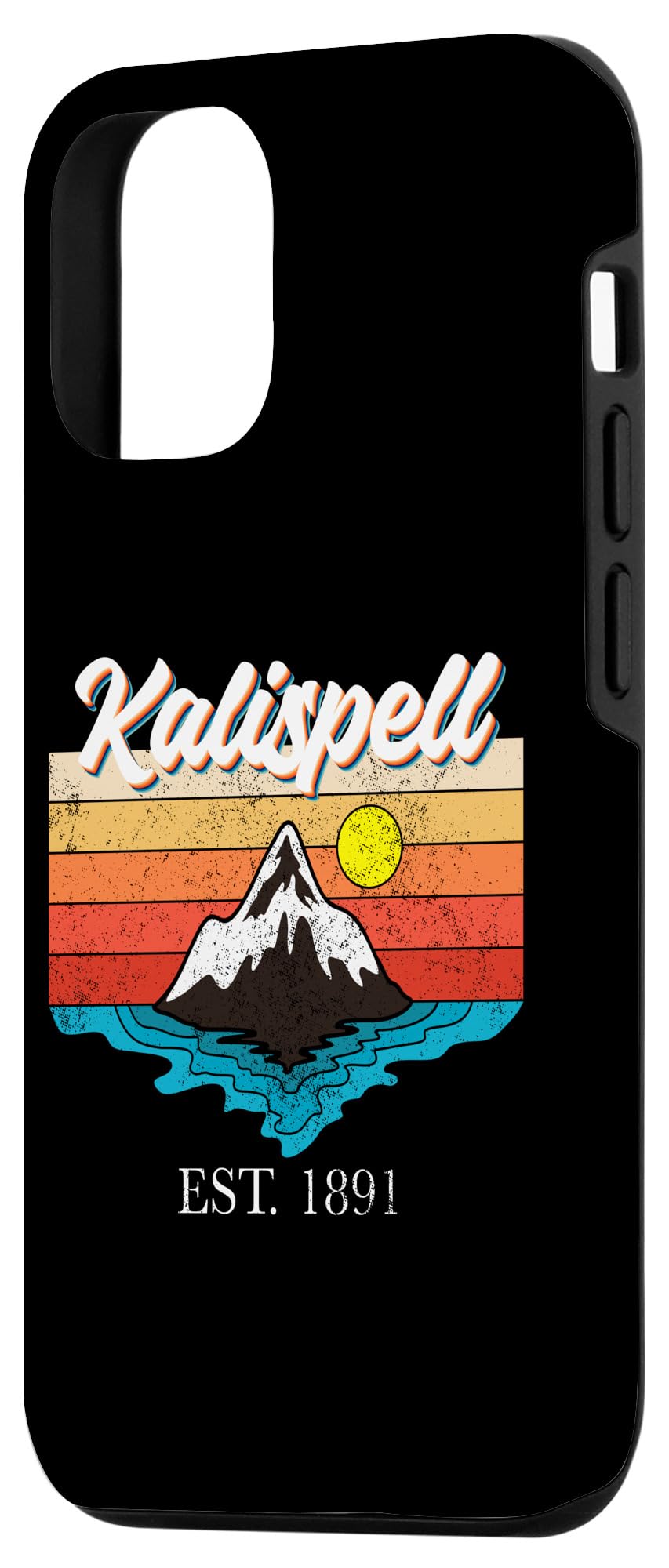 iPhone 14 Pro Kalispell Mountain River Retro Sunset USA Trip Kalispell Case - Image 2