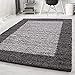 Produktbild Ayyildiz Teppich-Hochflor Shaggy Teppich Bordüre Muster Wohnzimmer , Polypropylen, Grau, 60 X 110