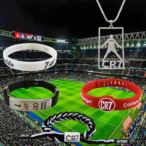 Toogod 5 Pack No.7 Soccer Necklace Portugal Silicone Bracelet Hand Weave Bracelet #7 Sports Wristband Number 7 Jersey Gift Box. by Toogod - Image 2