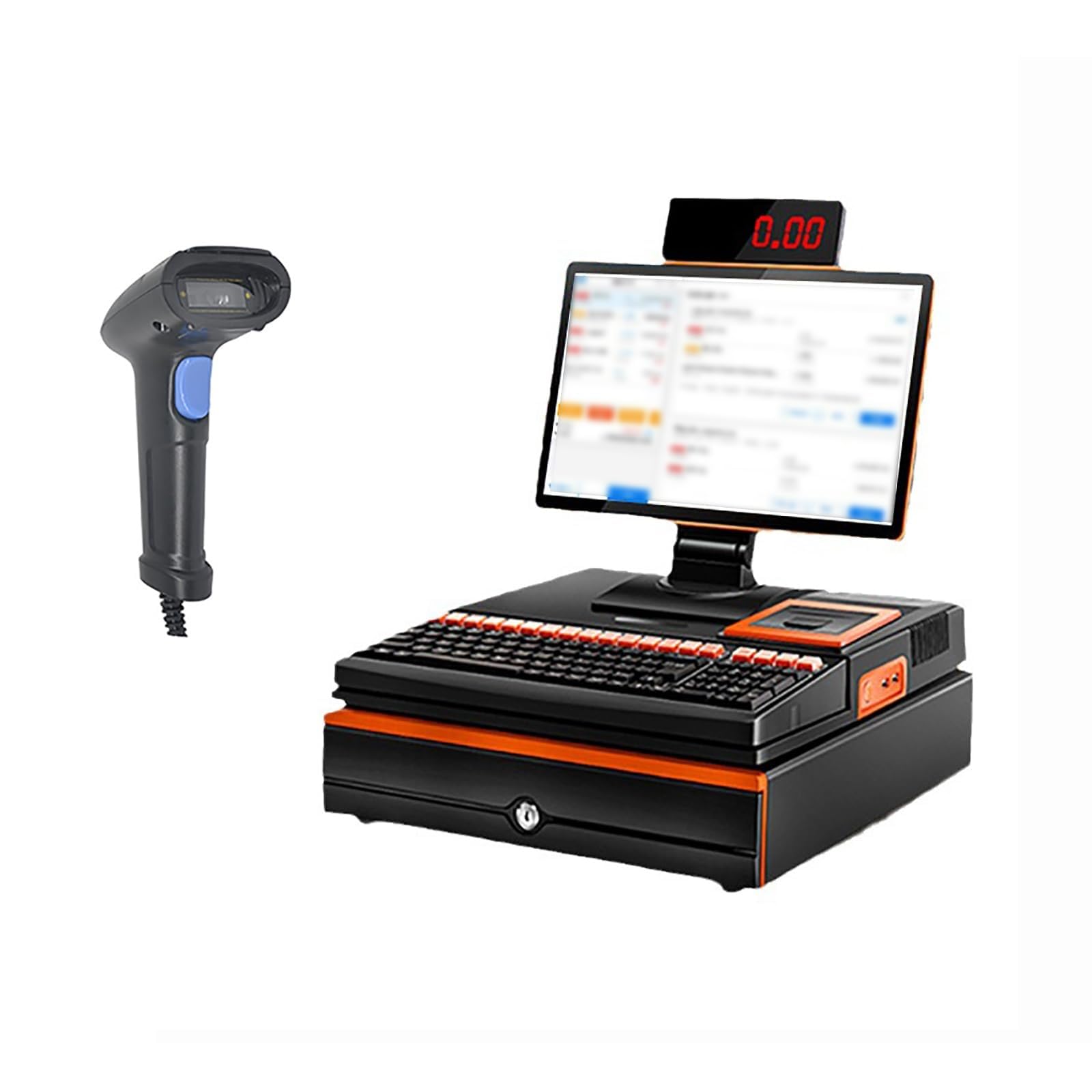 Ekran dotykowy LCD, 8-cyfrowy terminal kasowy, inteligentny terminal POS ze zintegrowaną drukarką, przenośny skaner i szuflada na gotówkę, system punktów sprzedaży detalicznej