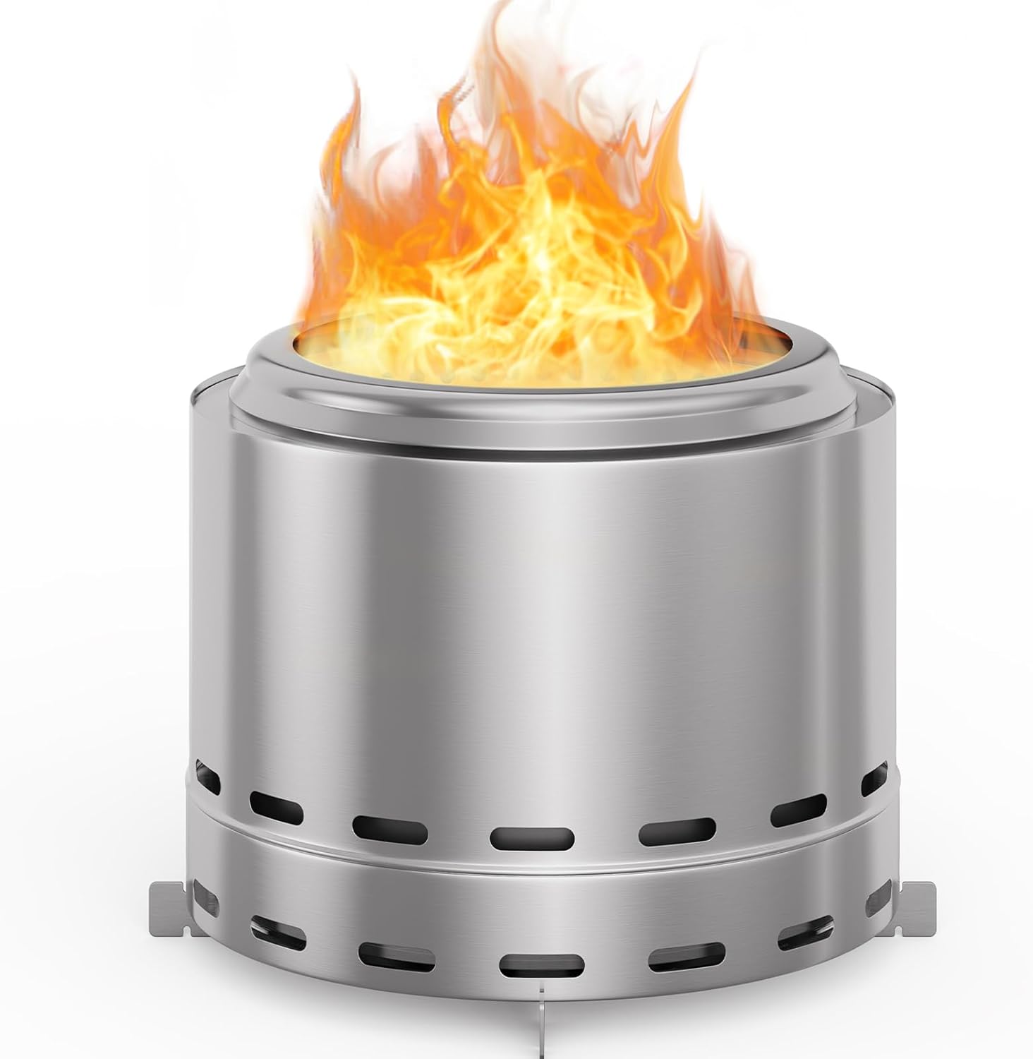 ROOMTEC 19.5" Smokeless Fire Pit, Portable Wood Burning Firepit with Stand and Bag, Easy Clean Bonfire with Removable Ash Pan, Low Smoke Fireplaces for Camping, Patio and Outside