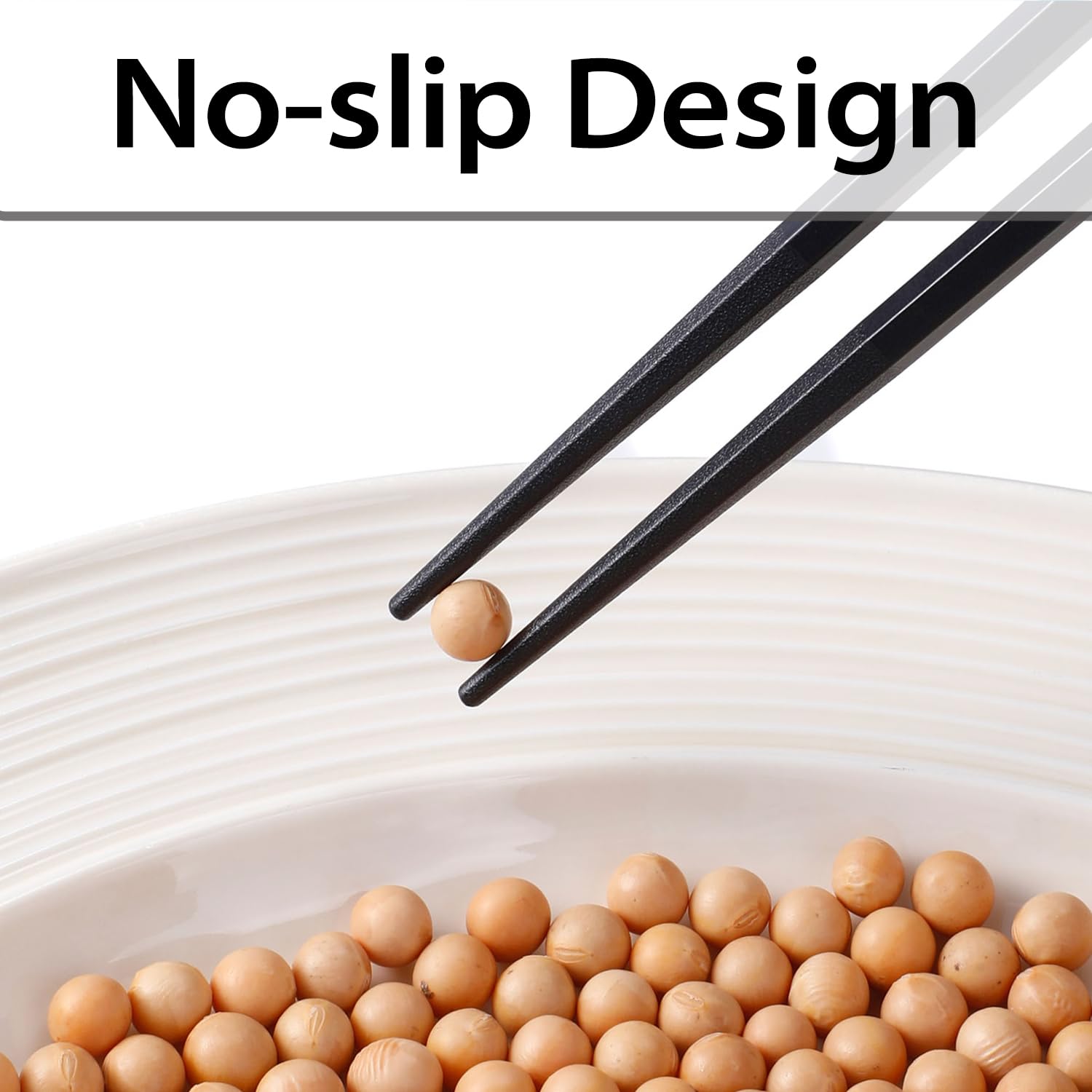 10 Pairs Reusable Fiberglass Chopsticks, Dishwasher Safe, 9.6 Inch, Premium Non-Slip, Chinese and Japanese Chopsticks, Black