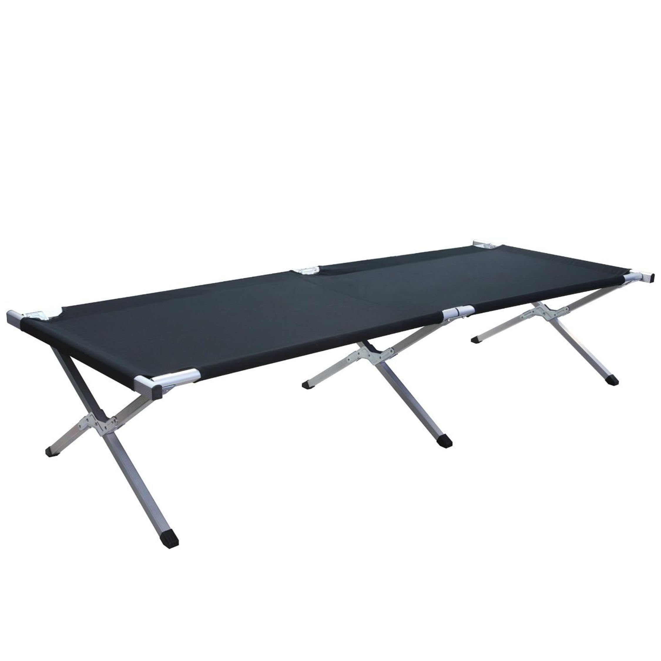 Kronenburg Łóżko polowe XXL, łóżko kempingowe, 210 cm x 72 cm x 45 cm, obciążenie do 200 kg, wzmocnione rury stalowe, w kolorze czarnym