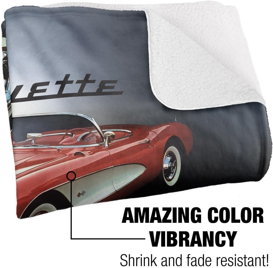 Chevrolet Blanket, 50"x60", Corvette Shine Silky Touch Sherpa Back Super Soft Throw Blanket