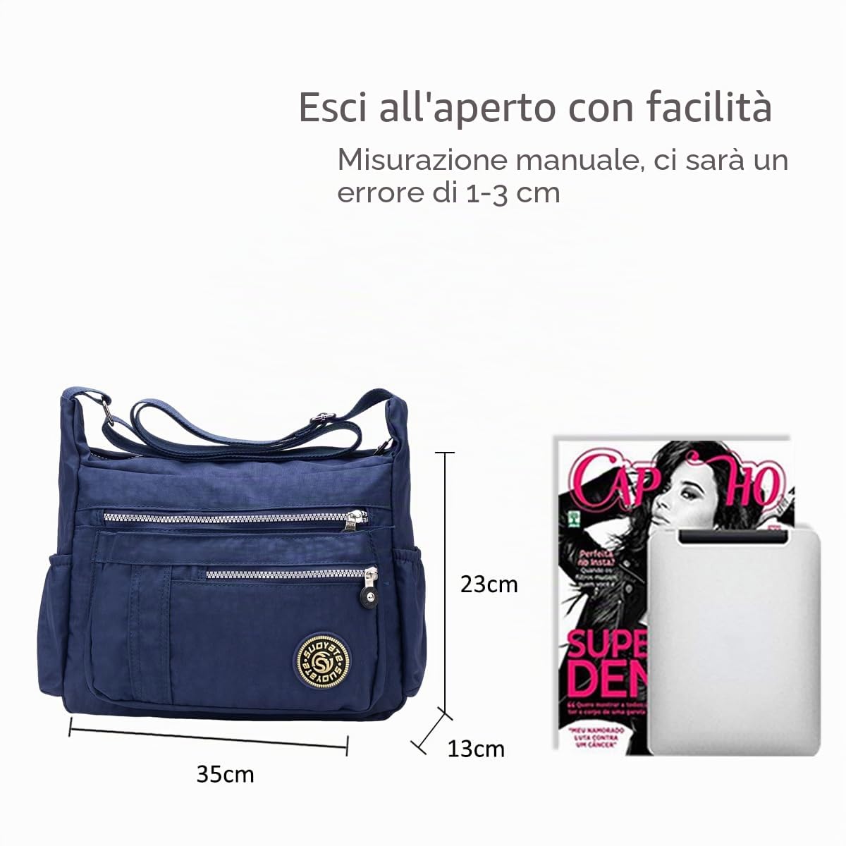 NICOLE&DORIS Moda Donne Messenger Bag Borsa a Tracolla Crossbody Impermeabile Nylon Blu Scuro