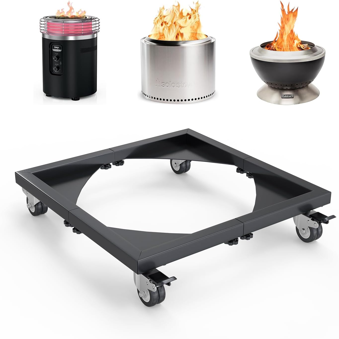 Fire Pit Stand for Fireside360™ Outdoor Heater & Fire Pit, for Cuisinart Cleanburn Fire Pit Solo Stove Bonfire Stand Heavy Duty All Steel Stand with Rolling Wheels for Solo Stove Ranger Yukon Fire Pit