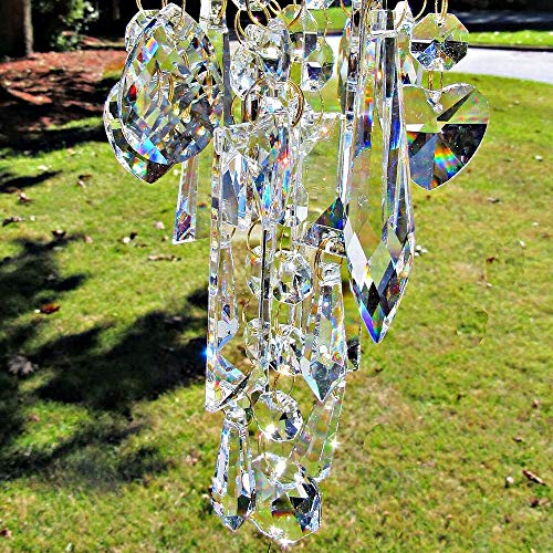 WIDIAN Sinos de vento para o exterior, ornamento feito à mão de cristal colorido, decoração de sinos