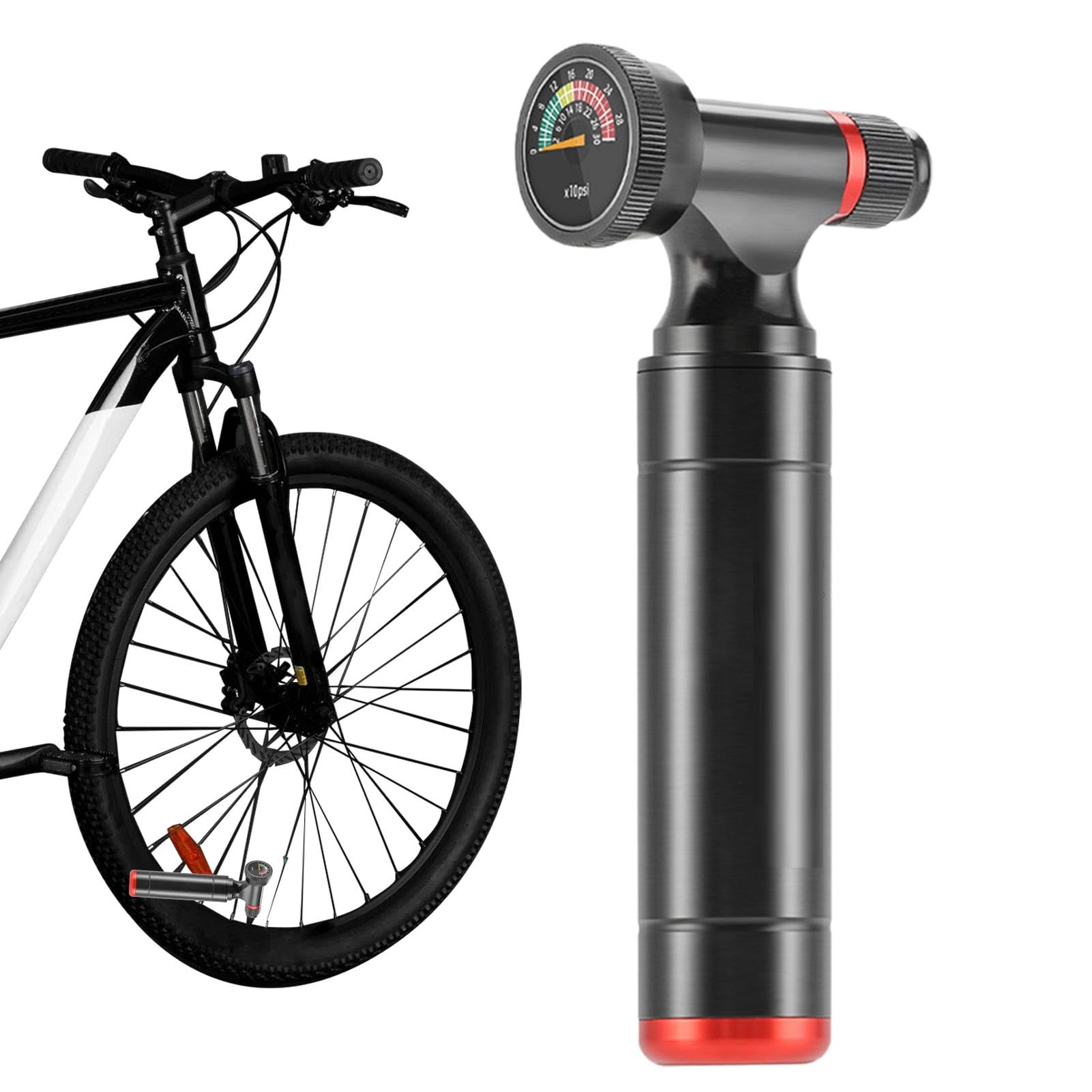 Fahrradpumpe Mit Manometer - Reifenpumpe Mit Manometer, Vielseitige Fahrrad- Handpumpe