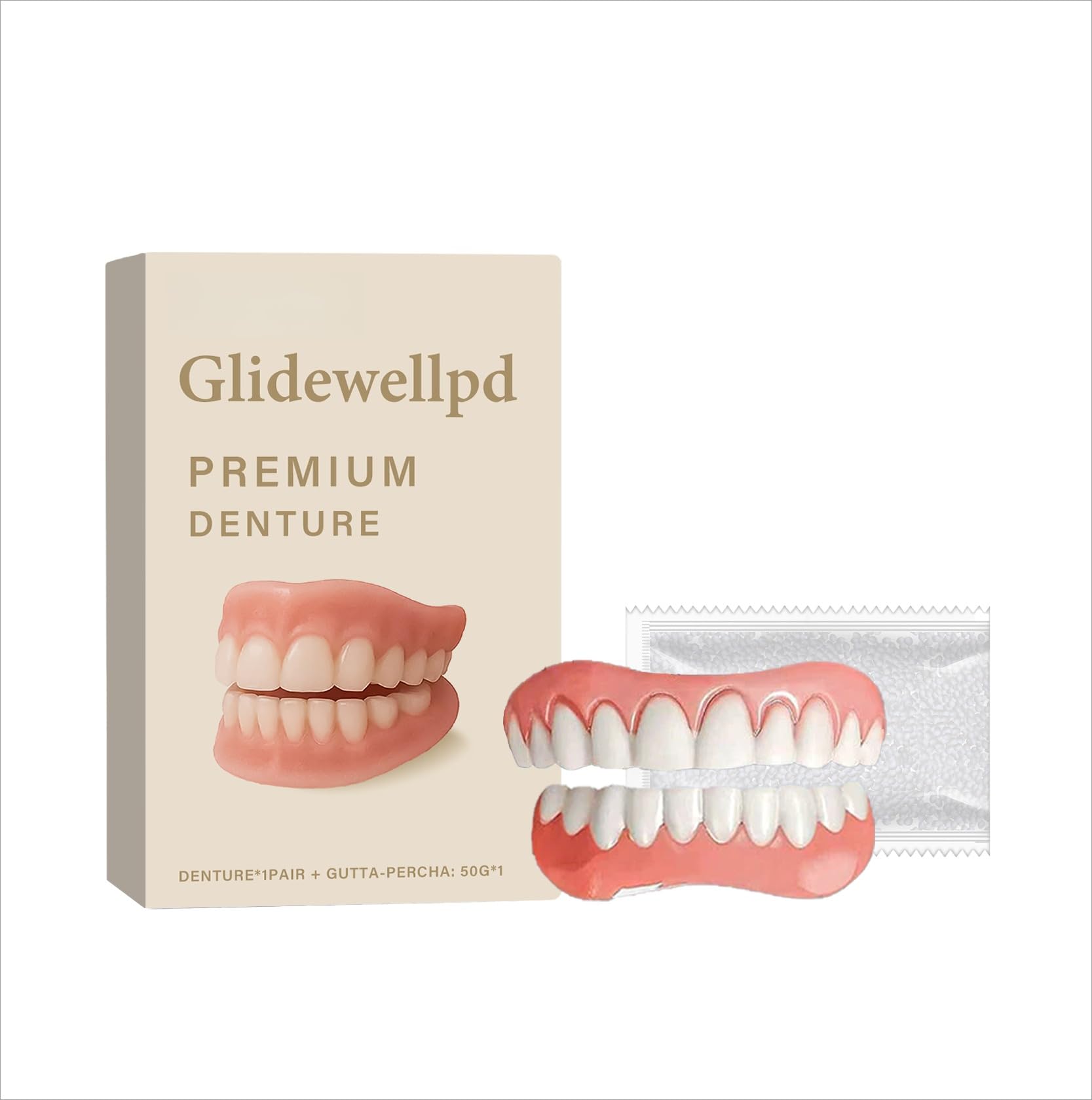 Moldable False Teeth - Dentures - Veneers Teeth for Women Men- Upper and Lower Matching Set Rapid Smile