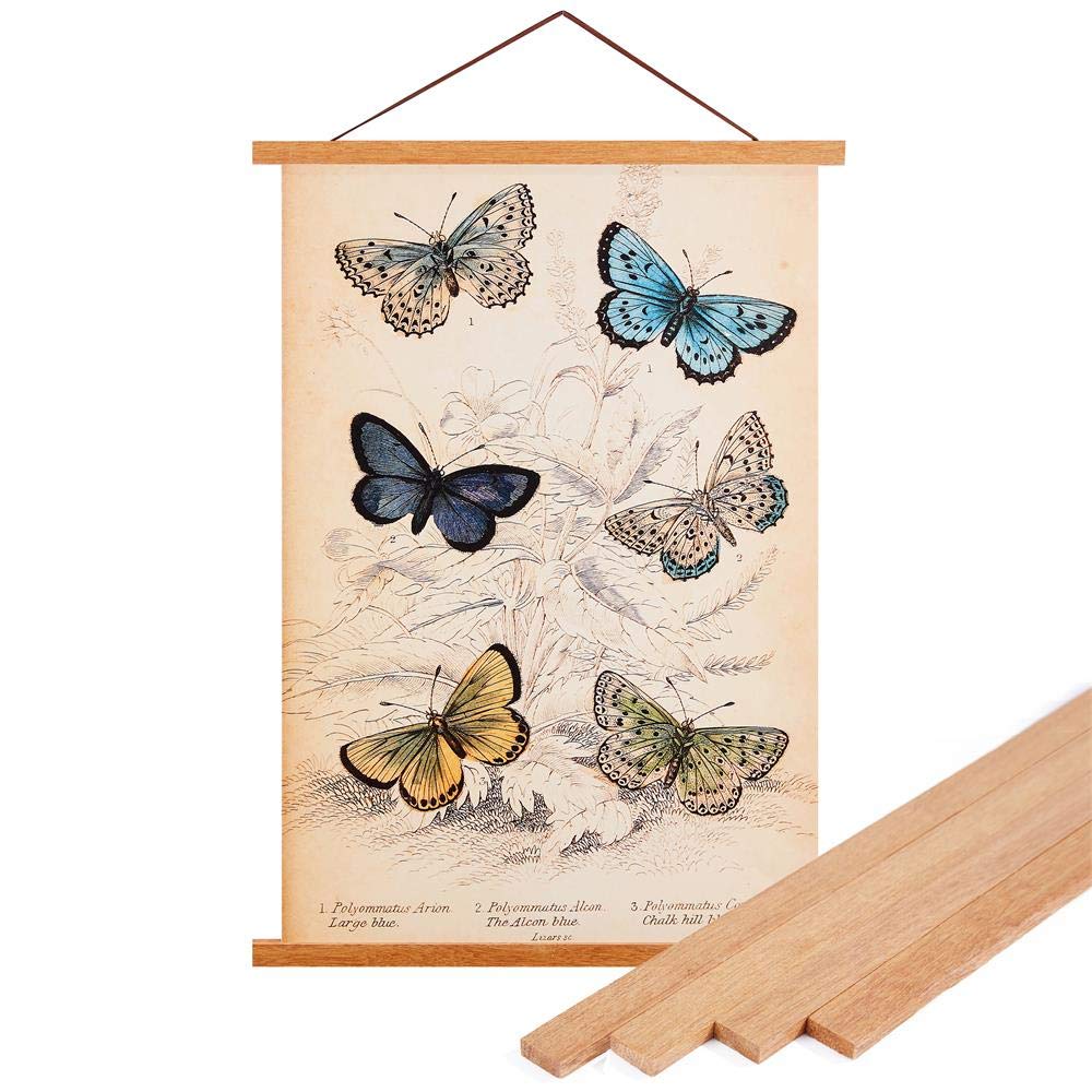 Ywlake Magnetic Poster Frame Frames,Light Wood Wooden Poster Hangers Hanger Hanging Kit for Canvas Artwork Art Print (21cm / 8.3", Teak)