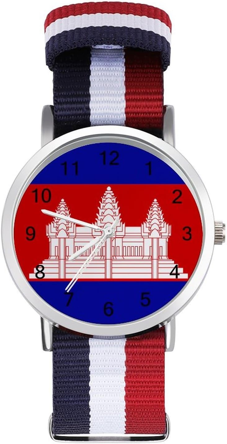 Cambodia Cambodian Flag Funny Wrist Watches for Men Women Fashion Graphic Watch for Work Workout