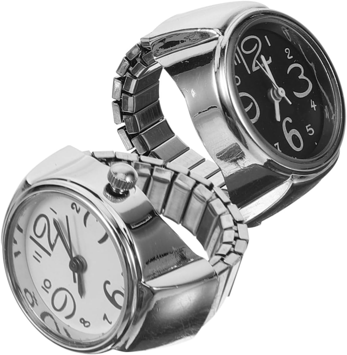 CALLARON 2pcs Adjustable Finger Watch Ring Unique Digital Decorative Watches for Men Women Stylish Dial Design Lightweight Comfortable for Daily Wear
