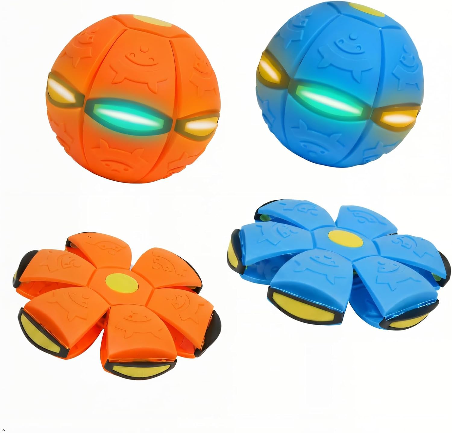 2 Pack Magic Pop-Up Ball with 6 Flashing LED Lights, Transforming 2-in-1 Bouncy Ball, Stress Relief & Hand-Eye Coordination Game, Glow in the Dark Party Favors