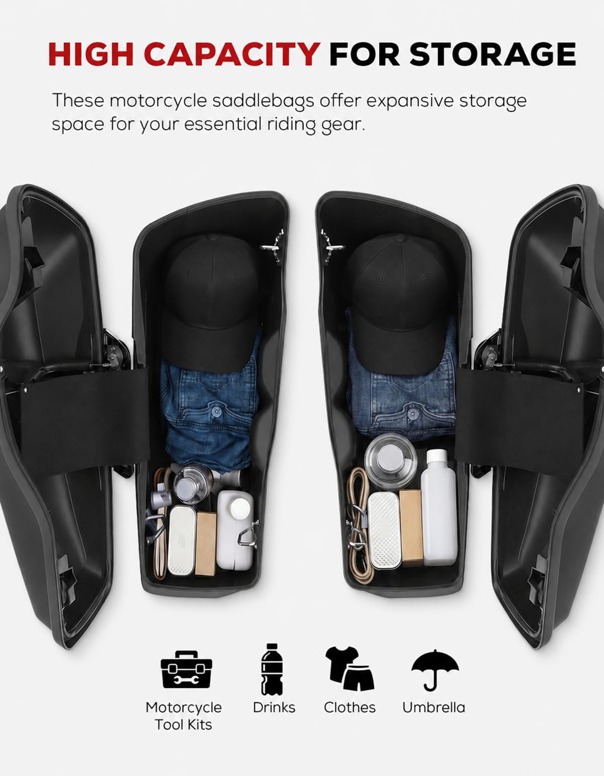 Amazon | XFMT ブラックハードサドルバッグ スピーカー蓋 鍵付き