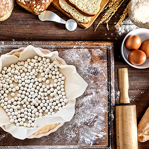 M&C Music Color Ceramic Baking Beads Pie Weights Reusable 10mm Natural Pie Beads Ceramic Stoneware with Wheat Straw Container 35 Oz Total (2.2Lb|1000g) (Green) - Thumbnail 4