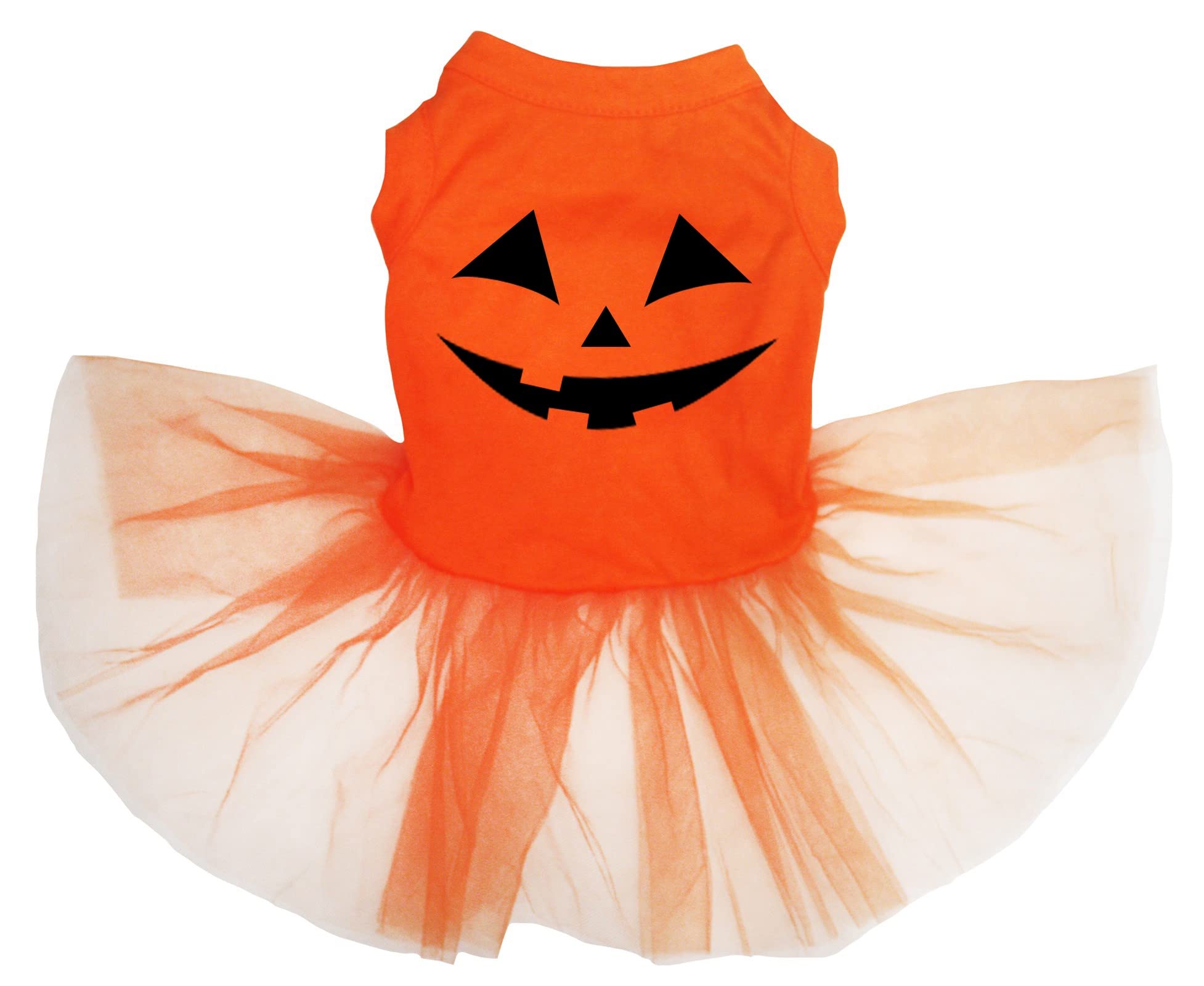 Robe pour chien orange S Pumpkin Face vêtement automne petit chien