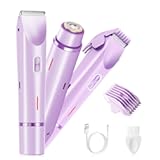 Electric Bikini Trimmer for Women, 2-in-1 Waterproof Hair Shaver and Epilator, IPX7 Wet/Dry Lady Shaver for Bikini, Legs, Underarms, Purple