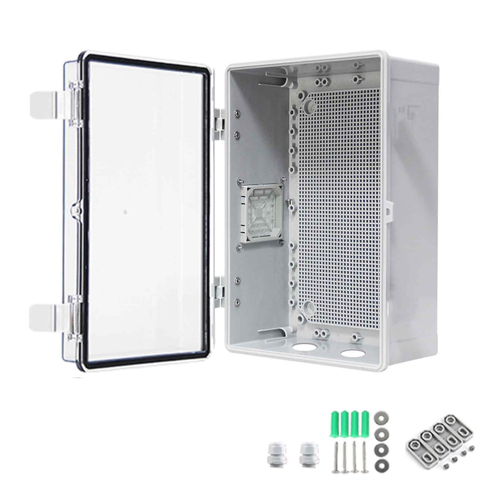 Caja Estanca Exterior de Plástico ABS, Resistente al Agua y al Polvo, con Certificación IP65, Caja de Conexiones con Tapa Transparente y Pestillo de Acero Inoxidable(30x20x40cm/12x8x16in)