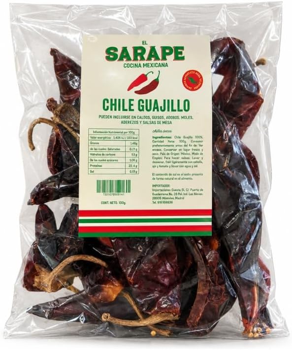 Chile Guajillo Seco 100 g Chile Mexicano Deshidratado para Salsas Rojas, Adobos y Marinadas, Picor Suave a Medio, Aroma Afrutado y Color Rojo Intenso