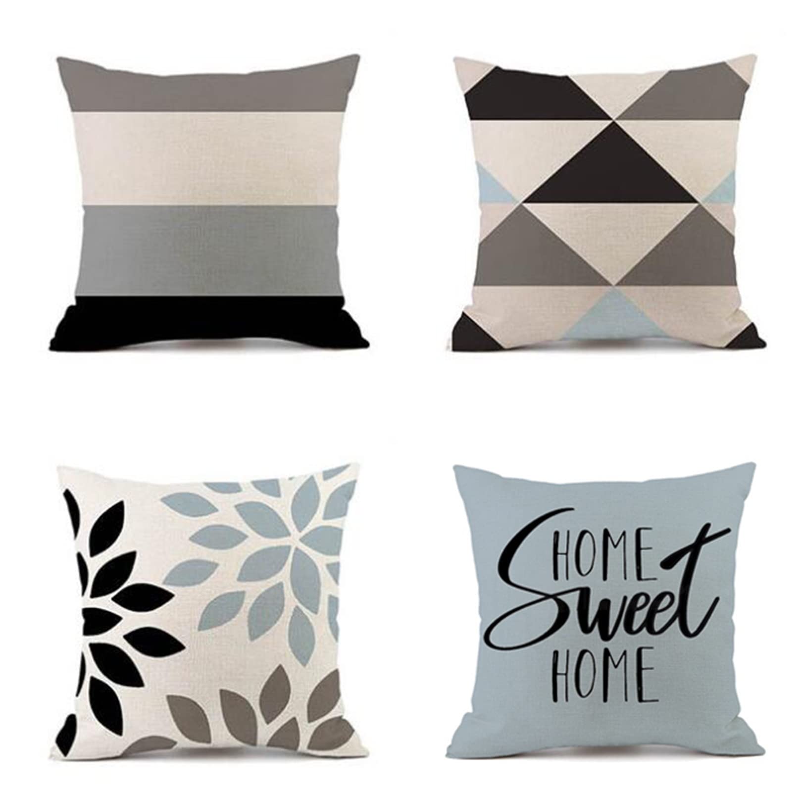 Housse de coussin lin 50x50 gris lot de 4 pour canapé chic