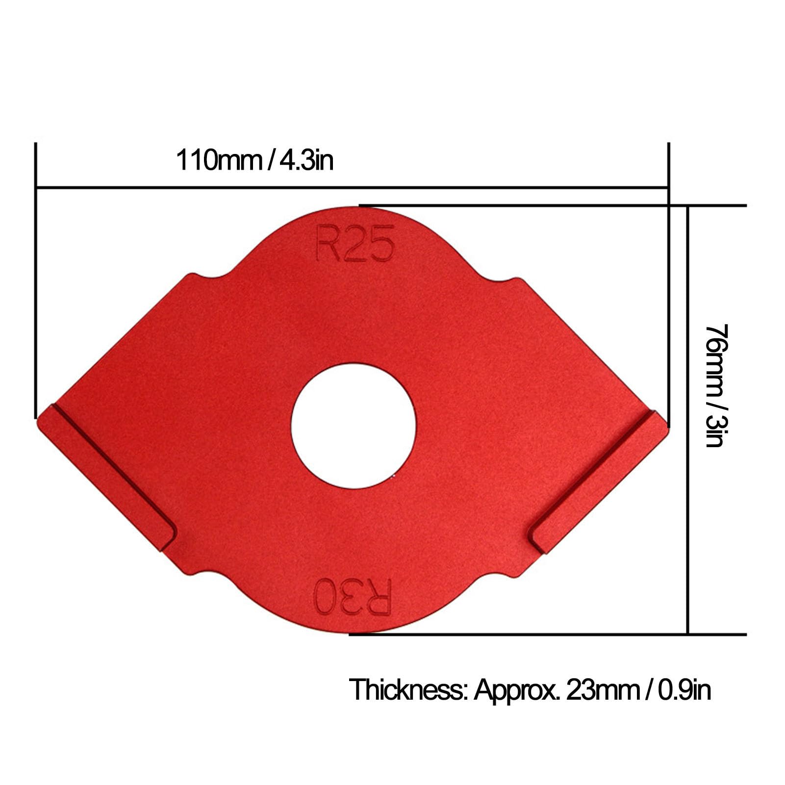 Modello ad angolo rotondo in legno in lega raggio raggio del router router utensile accessorio per carpenterio 3pc rosso per carpentieri