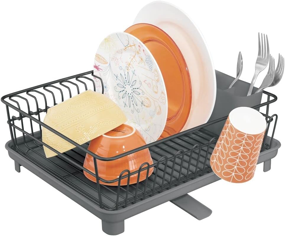 Aufworld Abtropfgestell Für Spüle - Ausziehbar Mit Silikon-Matte & Besteckkasten