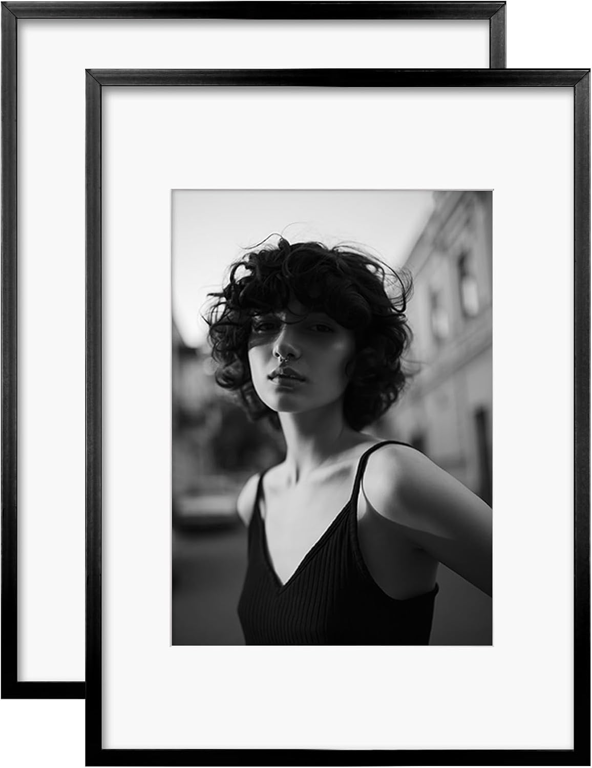 Egofine A3 Aluminum Picture Frame Black with Mats for A4 or A3 without