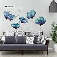 Vista 4 de RW-2003 Removeable 3D Blue Dream Flower Wall Pegatinas DIY Decoración de la pared del hogar, calcomanía de pared para despegar y pegar, murales