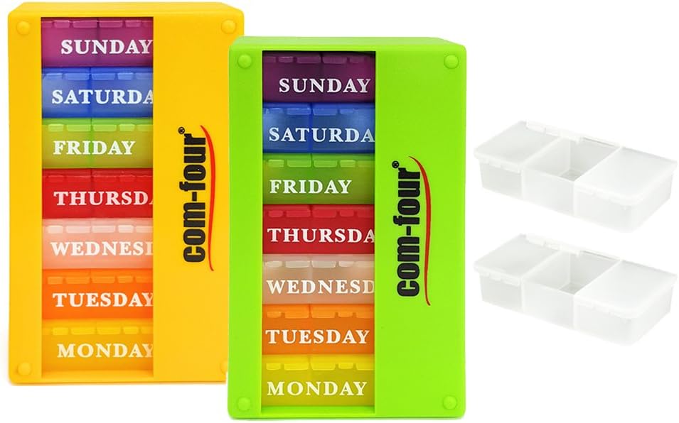 comfour® 2X Medication dispenser 7 days in ENGLISH weekly dispenser