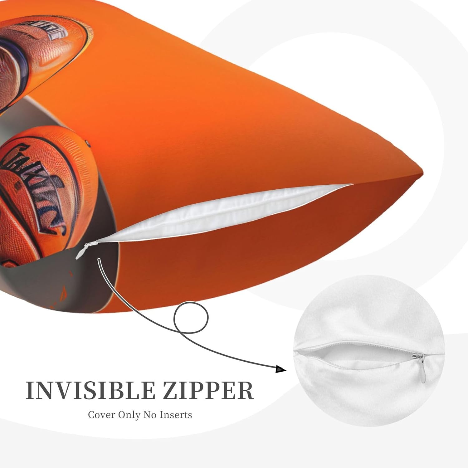 Basketball Orange Print Pillow Case Cover for Breathable Bedding Home Bedroom Living Room Travel Accessory image 3