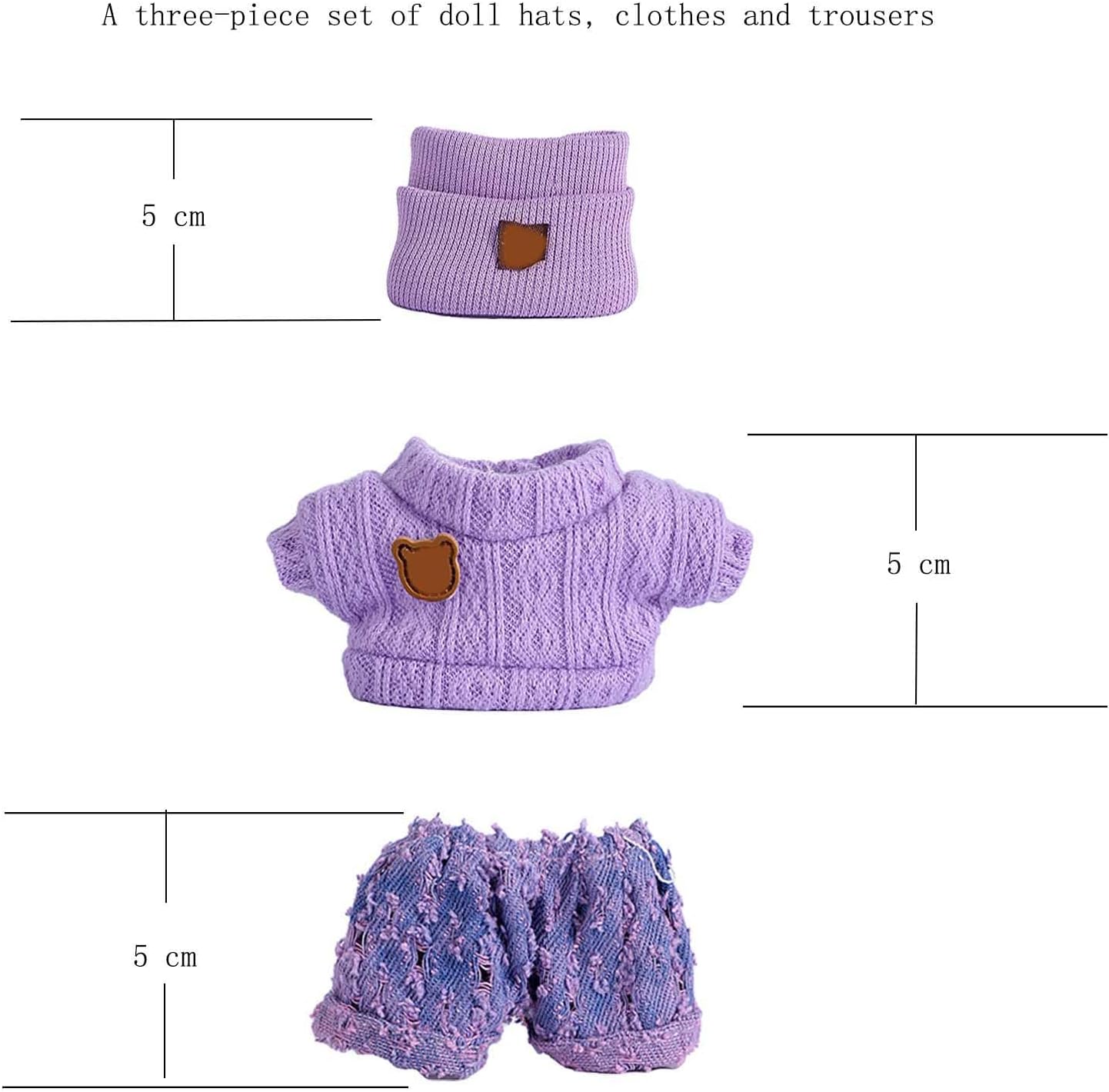 Doll Clothes Set for 17cm Dolls, Valentine's Day Outfit for 6.7 Inch Doll,3 Piece Cute Fall Outfit with Hat, Sweater and Pants, Adorable Dolls Clothes Accessories (No Doll)