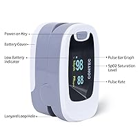 Vista 4 de CONTEC CMS50NA Pulse Oximeter Fingertip Blood Oxygen Saturation Monitor SpO2 and PR Value Waveform Blood Oxygen Neck/Wrist Corda, Grey