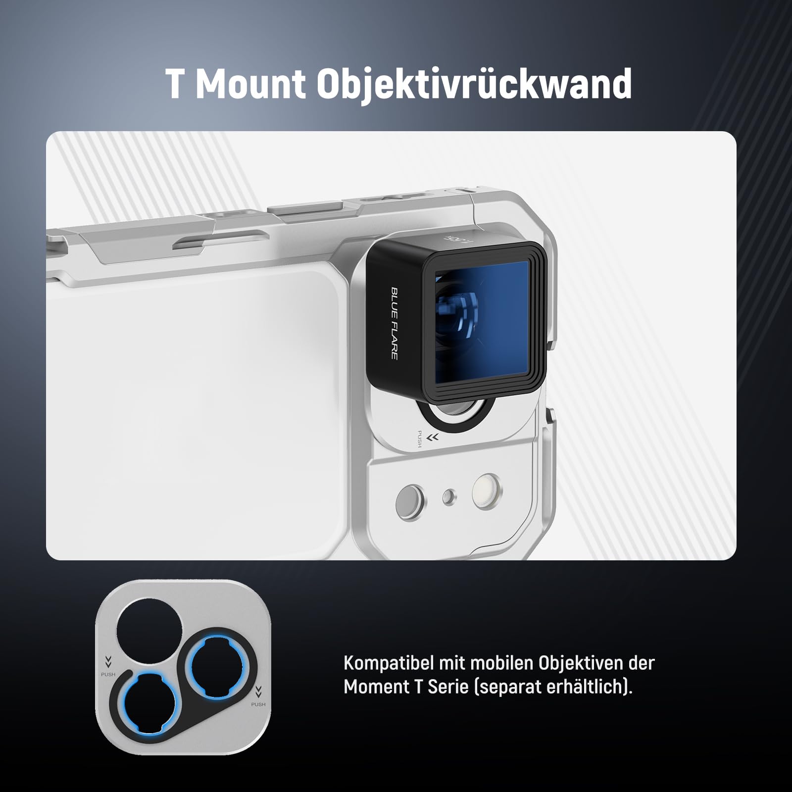 NEEWER Phone Käfig Cage Kompatibel mit iPhone 17 Pro, Schnellwechsel Video Rig Handy Stabilisator Zubehör mit 67mm Filterring, 17mm Objektivrückplatte, T Mount Adapter, PA143 (Silver)
