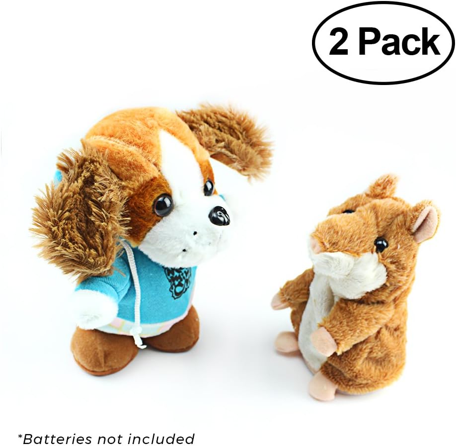 Talky Pet's Talking Hamster and Talking Dog Plush Toys, Talking Recording Interactive Toy