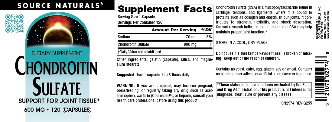 Source Naturals Chondroitin Sulfate, 600 mg - 120 Capsules — Amazon image 5