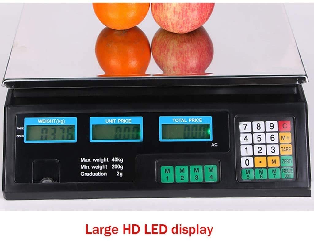 Balanza electrónica de Alta precisión para Cocina, balanza de Acero Inoxidable para restaurantes, un Color - 40 kg/2 g, un Color - 40 kg/2 g,One Color-40kg/2g