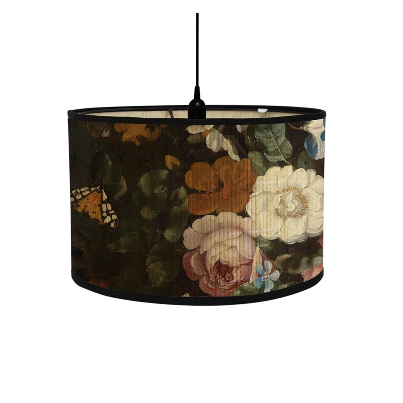 HKYBCF Lamp Shade Retro Floral Printed Lampshade for Pendant Lights Table Lamps for Bedroom(D-30x30x20cm)