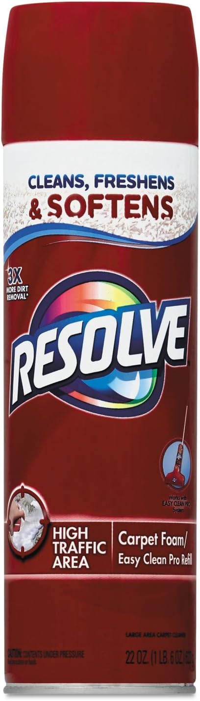 Resolve High Traffic Carpet Foam, 264 oz (12 Cans x 22 oz), Cleans Freshens Softens & Removes Stains, Blue, Red (00706CT)