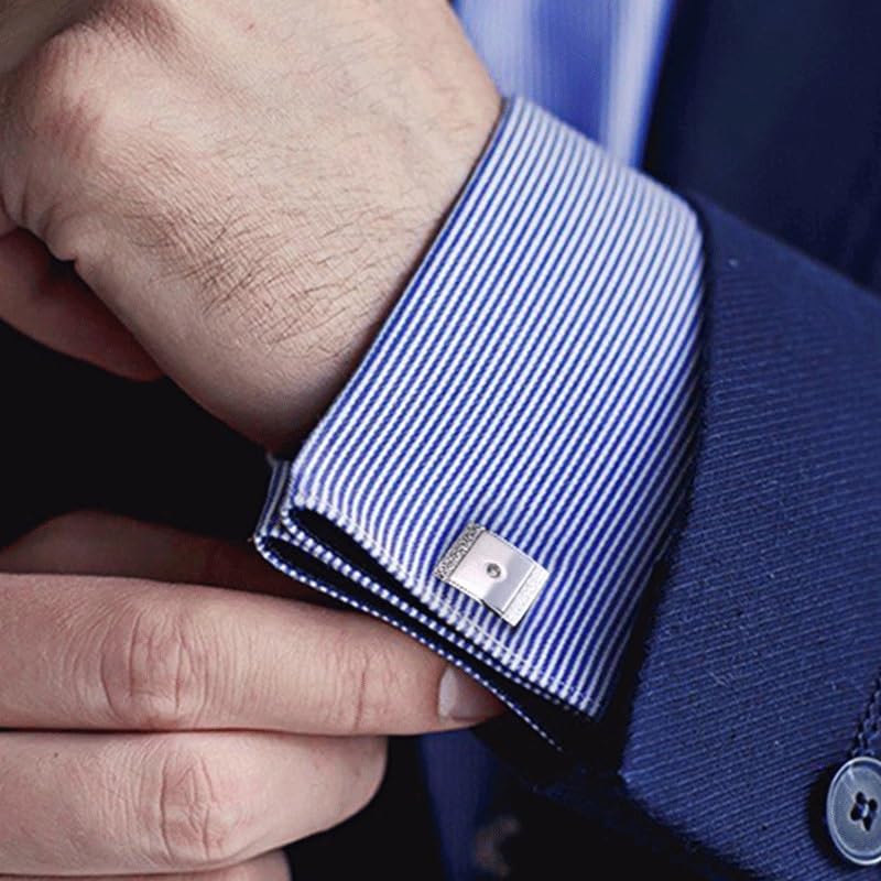 Gemelli per Camicia retrò in Acciaio Inossidabile Color Argento, Gemelli Quadrati Creativi Americani per Matrimoni, Feste E Anniversari