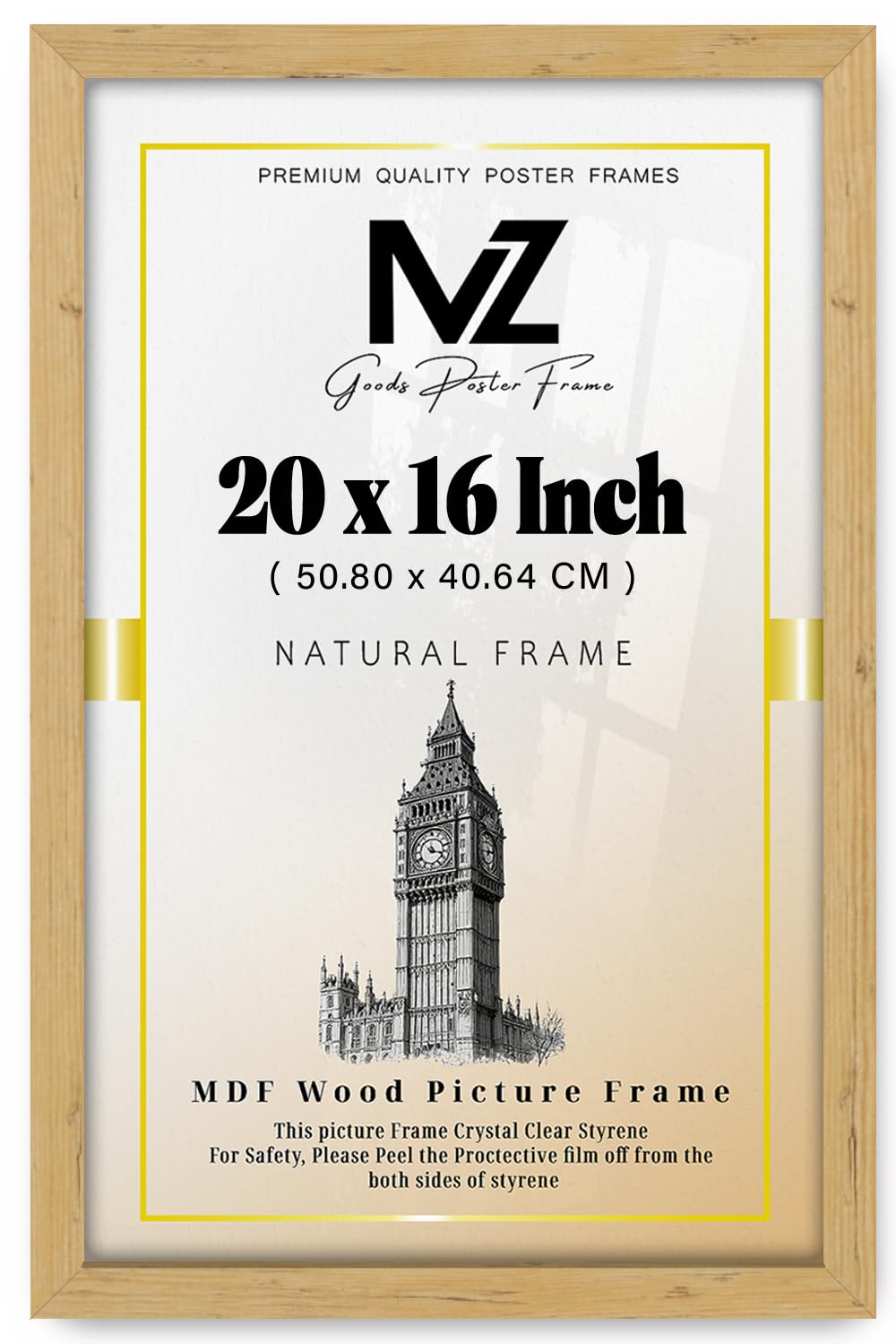 MZ GOODS | Inspirational (50.80 x 40.64 CM) Scenic Photography Frame, 16" x 20" Great for Kids' Room Décor/Gym/Office 508 x 406.4 mm [ Pine ]