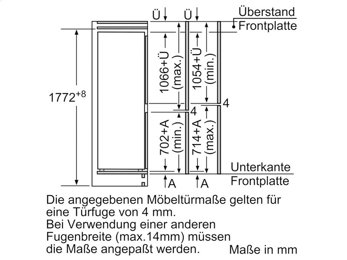 Siemens KI34VA50 Réfrigérateur-congélateur encastrable/A+ / réfrigérateur : 205 L/congélateur : 70 L/super congélateur/dégivrage automatique