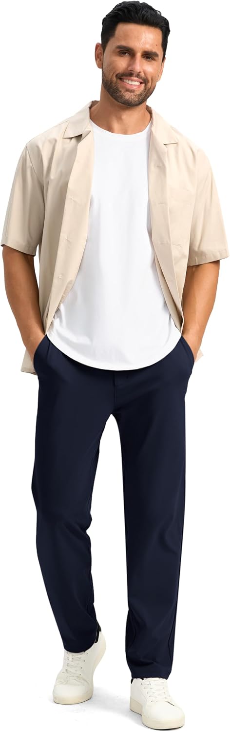 Soothfeel Men's Golf Pants with 5 Pockets Slim Fit Stretch Sweatpants Casual Travel Dress Work Pants for Men