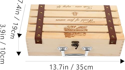 Miniatura 5 de DECHOUS Caja de vino, cajas de regalo de vino con doble botella de madera retro, cajas de vino para amantes del vino, cajas de vino, caja de madera