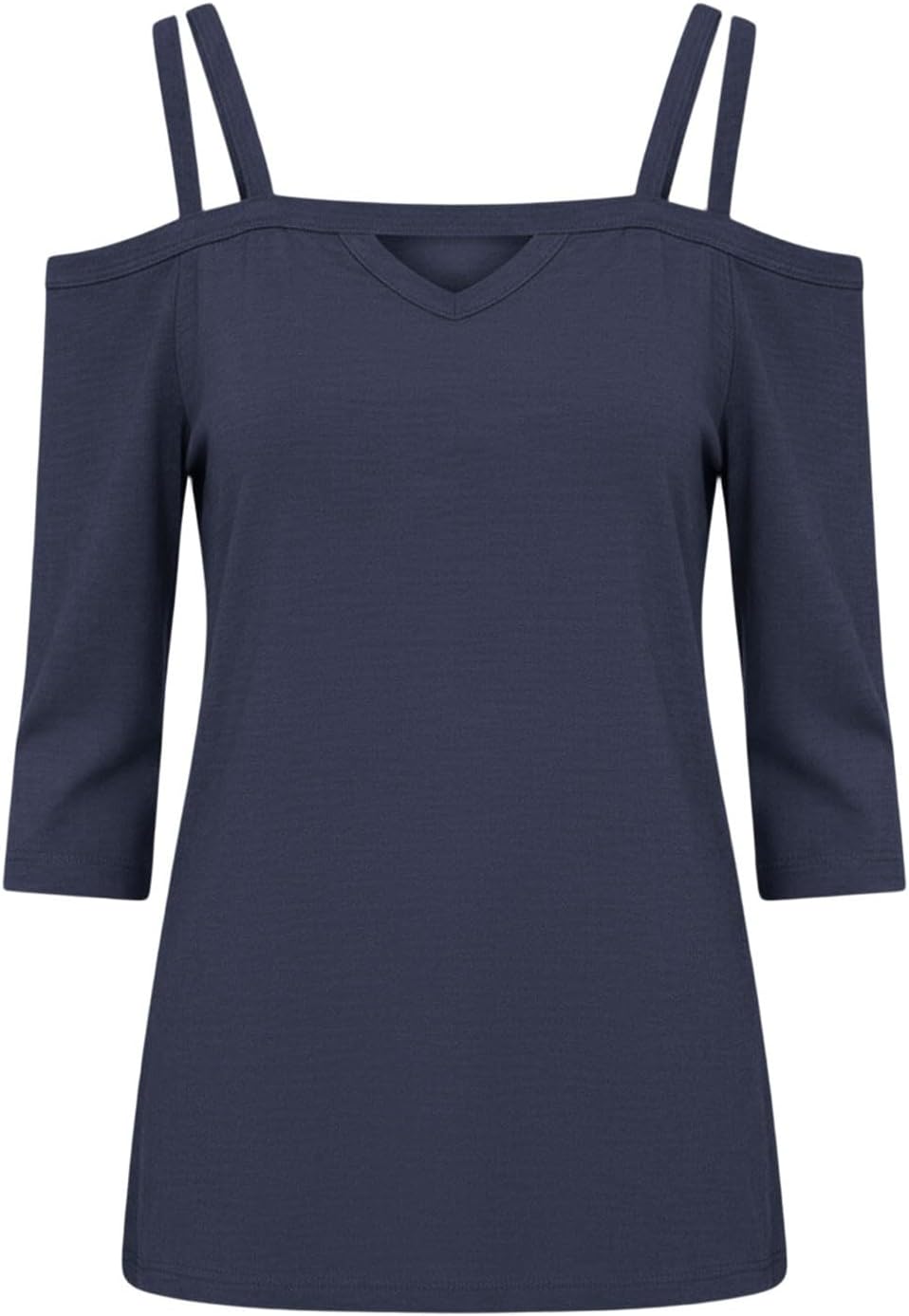 Womens Multi Strap Cold Shoulder Tops V Neck 3/4 Sleeve T Shirt Dressy Casual Blouse Trendy Party Summer Tops
