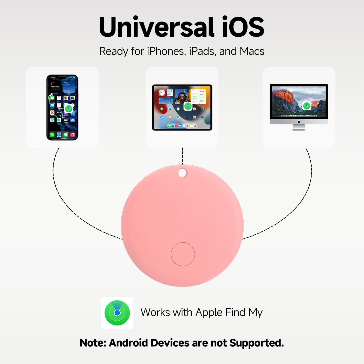 JTD Smart Air Tag Tracker: Bluetooth Localizzatore Chiavi Compatibile con Apple Dov’è App (solo iOS, NON per Android), trova oggetti per gatti (5pcs)