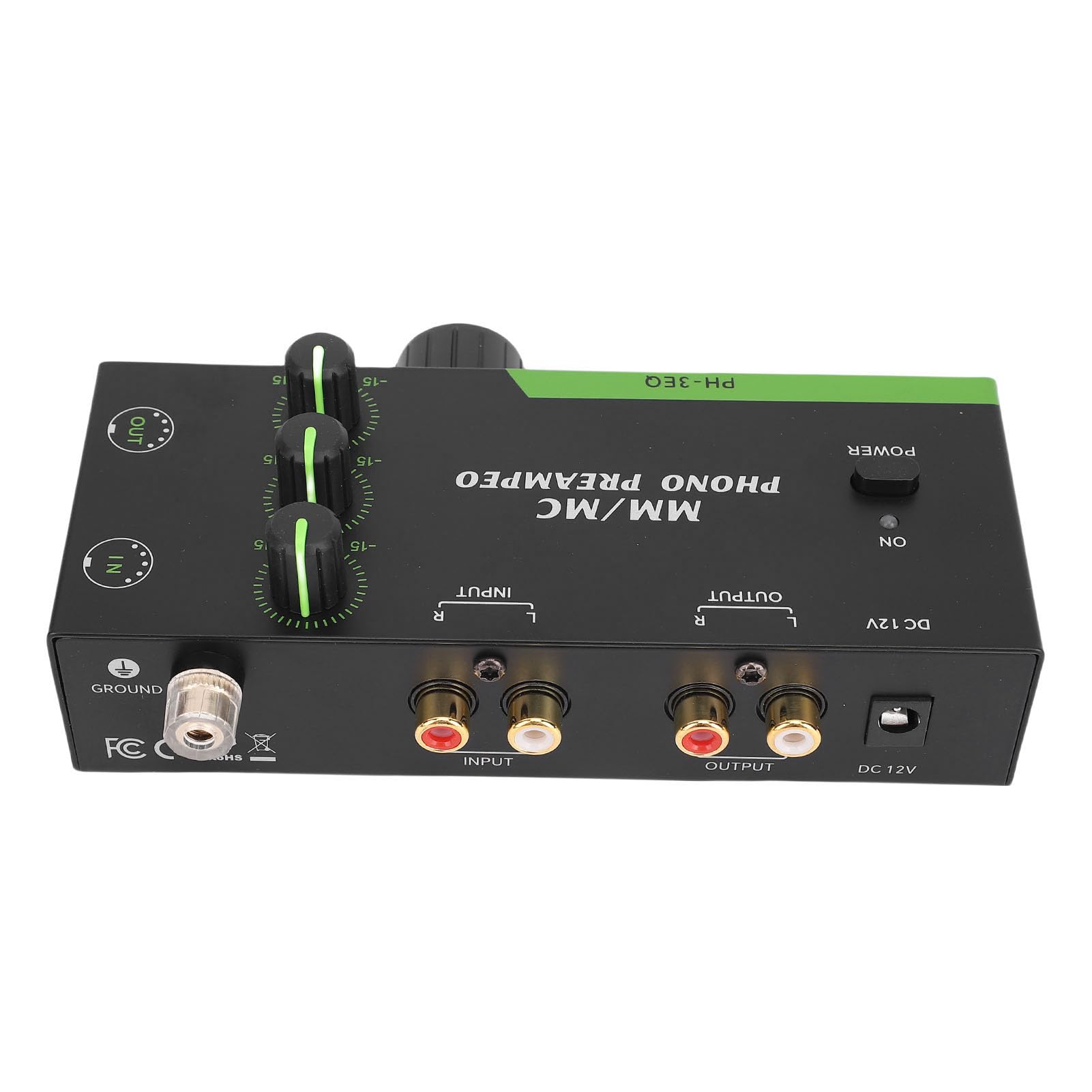 lyrlody Mm MC Preamplificatore Fono Preamplificatore per Giradischi per Giradischi Mini con Controllo del Tono di Uscita per Cuffie da 3/5 Mm per (Spina europea)