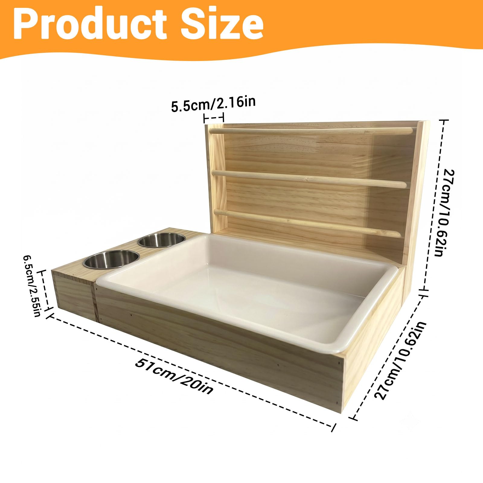 3-in-1 Kaninchen Heuraufe, Heufutterautomat für Kaninchen Mit Toilette Und Futternäpfen, Holz Kleintier Futterstation, Futterspender, Meerschweinchen, Hamster, Chinchilla