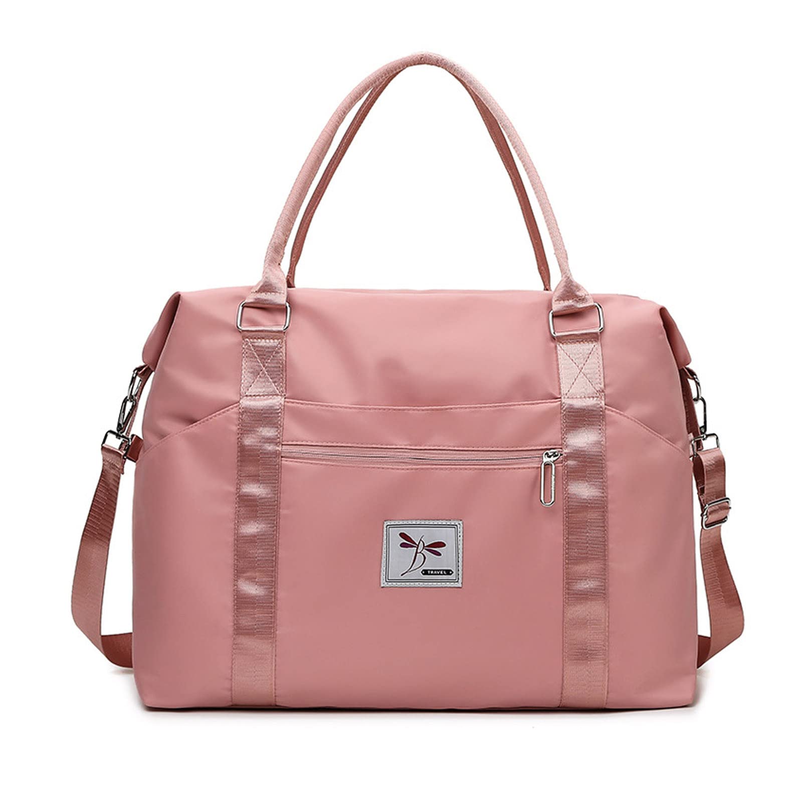 FANDARE Damen Reisetaschen Klassische Sporttaschen Herren Handgepäck Weekender Umhängetasche Übernachtung Kliniktasche Schwimmtasche Trainingstasche Handtasche für Reise Gym Flugzeug Rosa